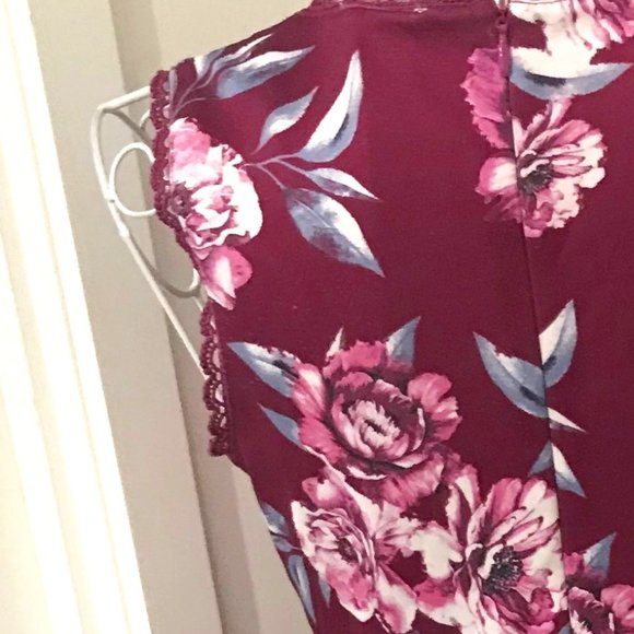 Girl's Dress Sleeveless Purple Floral Print Lined Sz 14Au VGUC+ - Picture 2 of 4